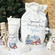 Soft Large Printed Personalised Santa Sack / Stocking - Various Designs