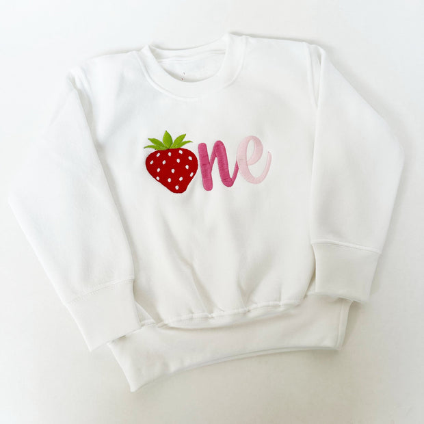 ONE Strawberry Birthday Personalised Embroidered Jumper