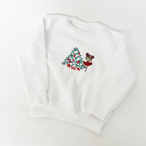 Christmas Ballerina & Tree Personalised Embroidered Jumper