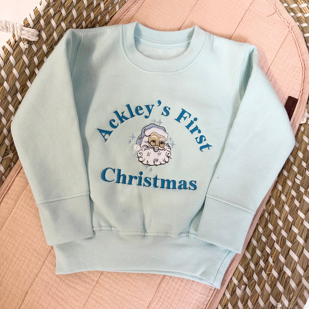 Names first Christmas Santa Personalised Embroidered Jumper