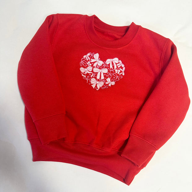 Bow Heart Valentine Personalised Embroidered Jumper