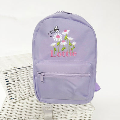 Daisy & Bee Embroidered Personalised Backpack - Various Colours