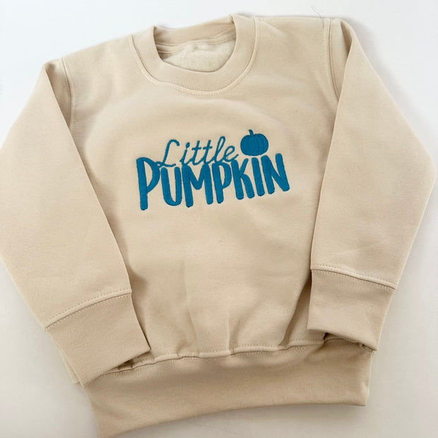 Little Pumpkin Autumn Halloween Personalised Embroidered Jumper