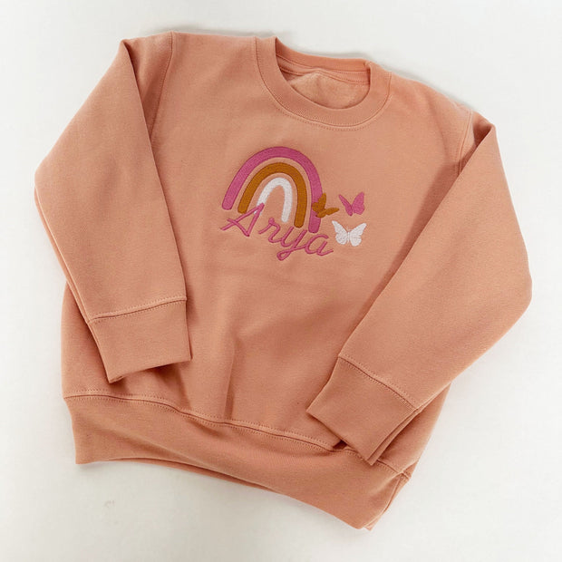 Rainbow & Butterfly Personalised Embroidered Jumper