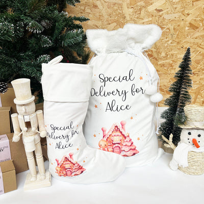 Soft Large Printed Personalised Santa Sack /Stocking - Various Designs