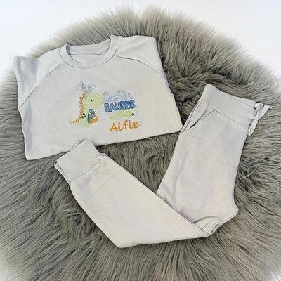 Dinosaur Easter Embroidered Personalised Cotton Loungeset