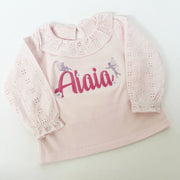 Fairy Name Personalised Embroidered Broderie Long Sleeved T-Shirt