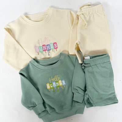 'Hello Summer' Personalised Embroidered Jumper & Shorts Set