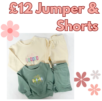 £12 Personalised Embroidered Jumper & Shorts Set