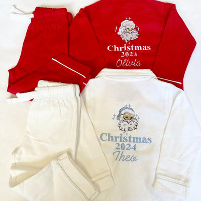 Santa Classic Long Sleeved Cotton Pyjama Set- DESIGN ON BACK