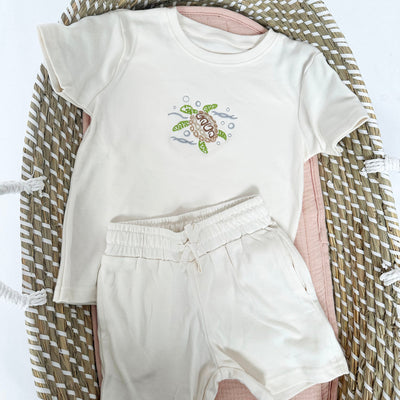 T-Shirt & Shorts Personalised Embroidered Set - Turtle