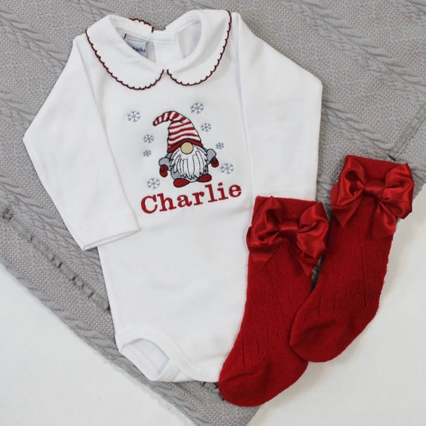 Embroidered Christmas Personalised Babyvest - Gonk