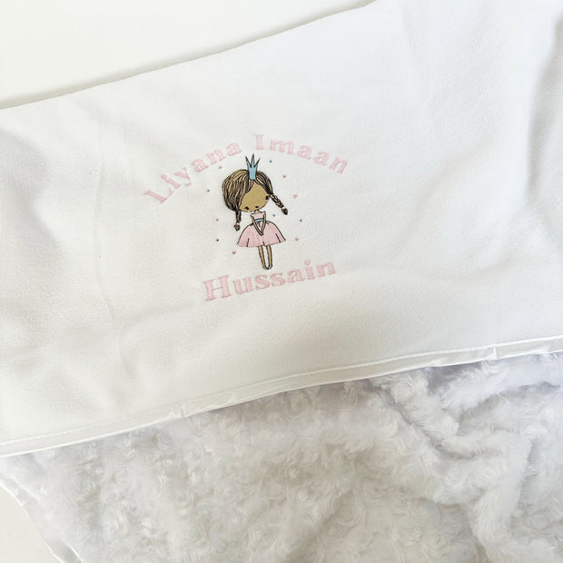 Princess Minky Soft Embroidered Personalised Blanket