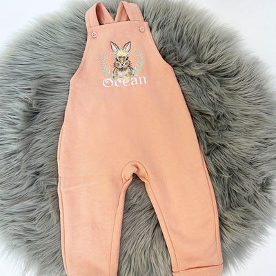 Easter Animal & Wreath Personalised Embroidered Fleece Dungarees