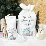 Soft Large Printed Personalised Santa Sack/Stocking  - Various Designs