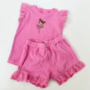 Personalised Embroidered Frill Broderie Top & Shorts Set