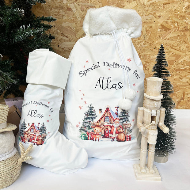 Soft Large Printed Personalised Santa Sack/ Stocking - Various Designs