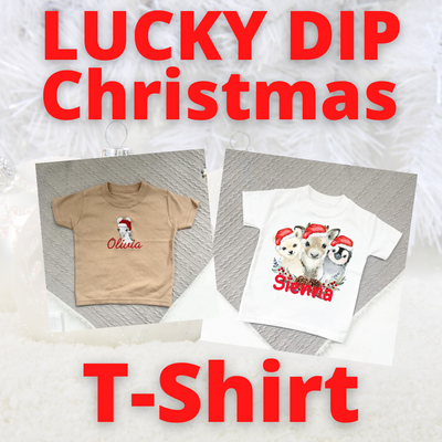 LUCKY DIP CHRISTMAS Animal Personalised Embroidered T-Shirt