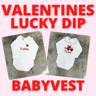 VALENTINES LUCKY DIP Embroidered Personalised Baby Vest