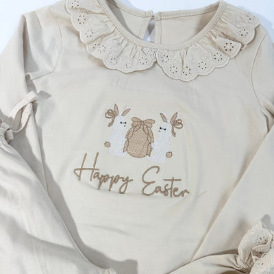 Embroidered Personalised Easter Frill Pyjamas - Bunny & Egg