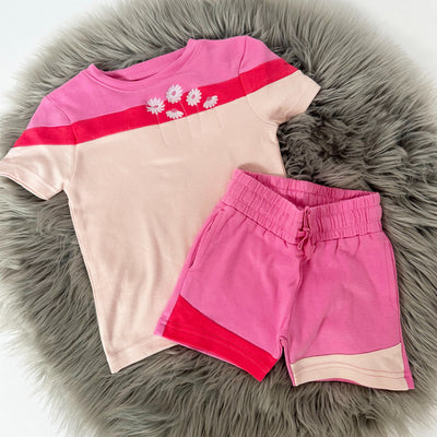 Colour Block Personalised Embroidered Top + Shorts - Choose your own design