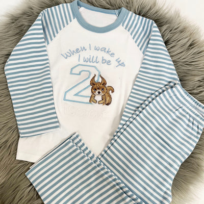 DEFECT - Squirrel embroidered 2nd birthday pyjamas 2-3 Years