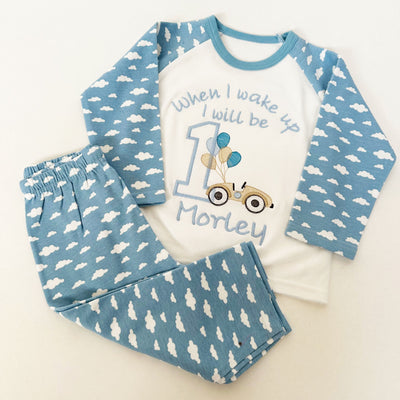 Vintage Car Embroidered Personalised Birthday Pyjamas