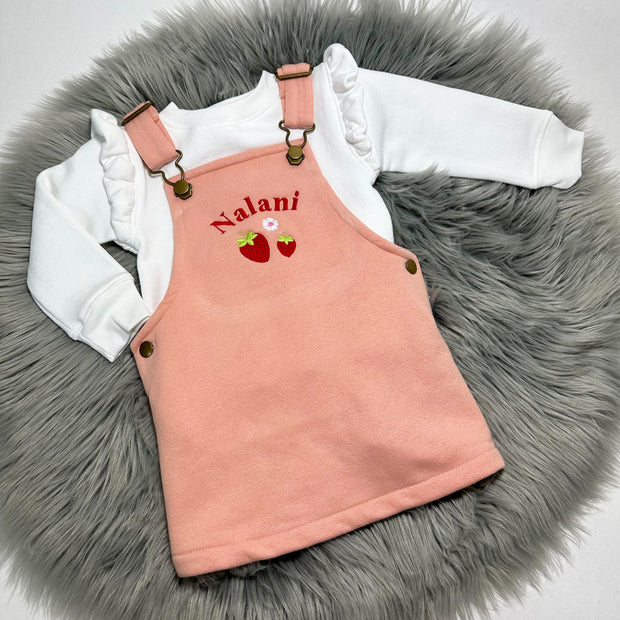 Fruit Personalised Embroidered Fleece Dungaree Dress (No jumper)- Various Fruits
