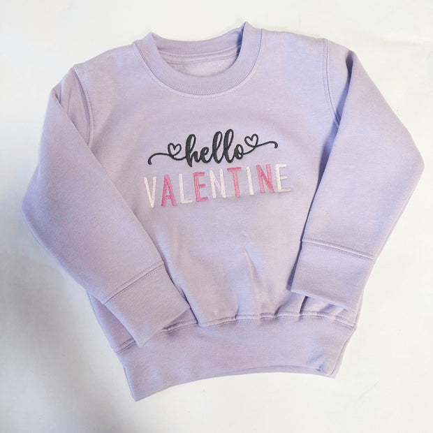 Hello Valentine Personalised Embroidered Jumper