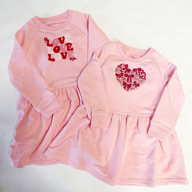 Valentines Personalised Embroidered Jumper Dress (Pink or Cream)