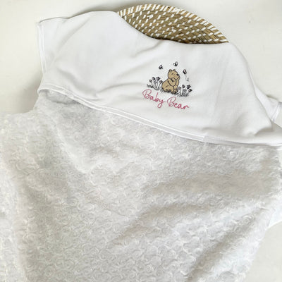 Minky Embroidered Personalised Blanket - Floral Bear