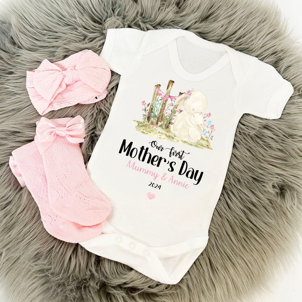 Our First Mother's Day Printed Babyvest - Bunny