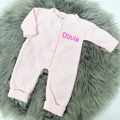 Pink Scalloped Edge Knitted Onesie - Can be personalised