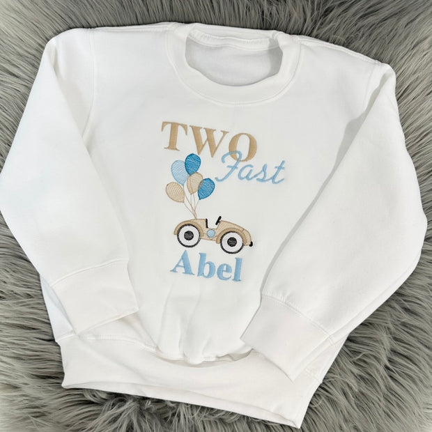 TWO FAST Embroidered Personalised Jumper