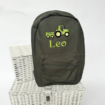 Tractor Trailer Embroidered Personalised Backpack - Various Colours