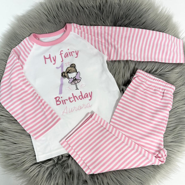 Embroidered Personalised Birthday Pyjamas - My Fairy First Birthday