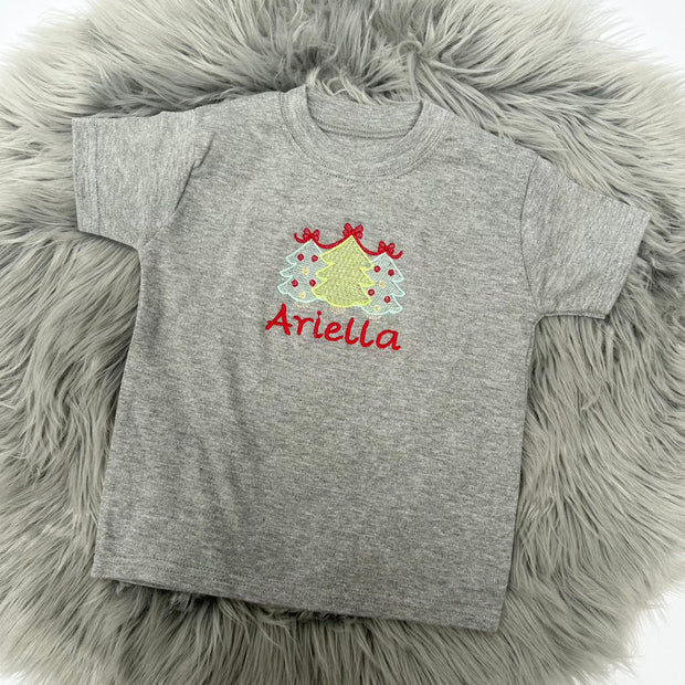 Christmas Personalised Embroidered T-Shirt - Trio of Christmas Trees