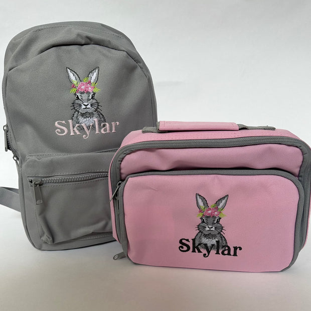 Animal Embroidered Personalised Backpack & Lunchbox Set