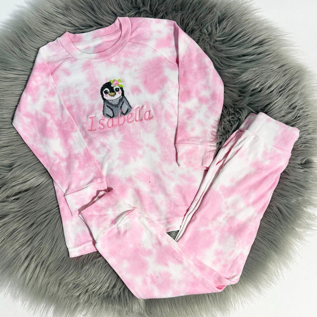 SAMPLE - Pink Tie Dye Loungeset with name Isabella 1-2 Years