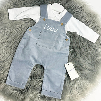 SAMPLE - Cord Dungaree & Top with name Luca (Newborn-1 month)