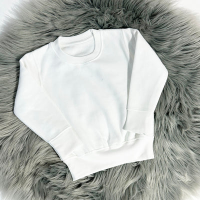 DEFECT - White Jumper with mark 6-12 months (Can be covered with embroidery)