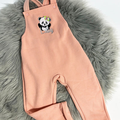 SAMPLE - Peach Pink Dungarees with name Lilly 18-24 Months