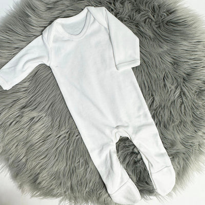 DEFECT - White sleepsuit with mark Newborn (needs printed design on)