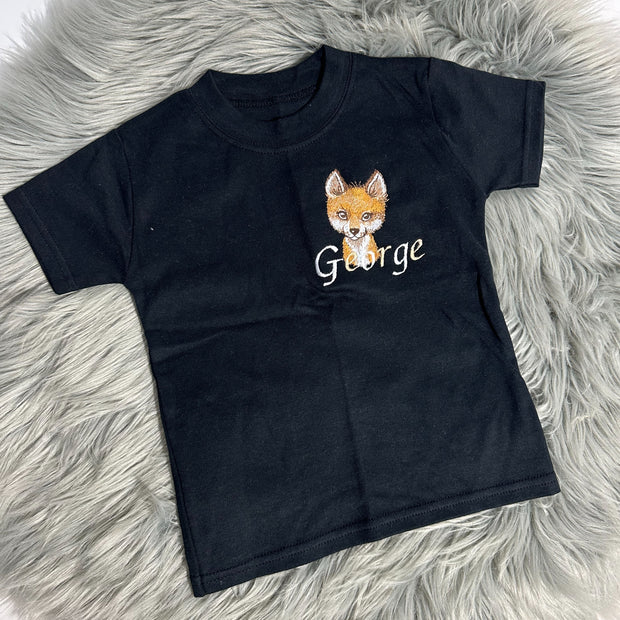 SAMPLE - Black T-Shirt with name George on, size 1-2 years