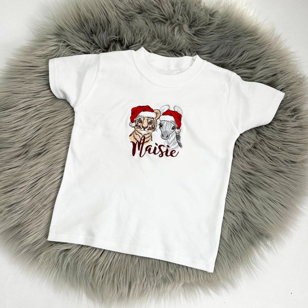 DUO Christmas Animal Personalised Embroidered T-Shirt - Various Animals