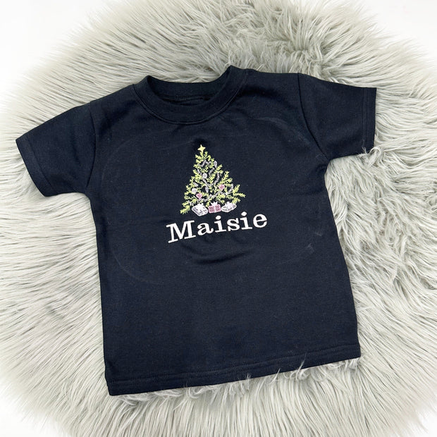 Christmas Tree Personalised Embroidered T-Shirt