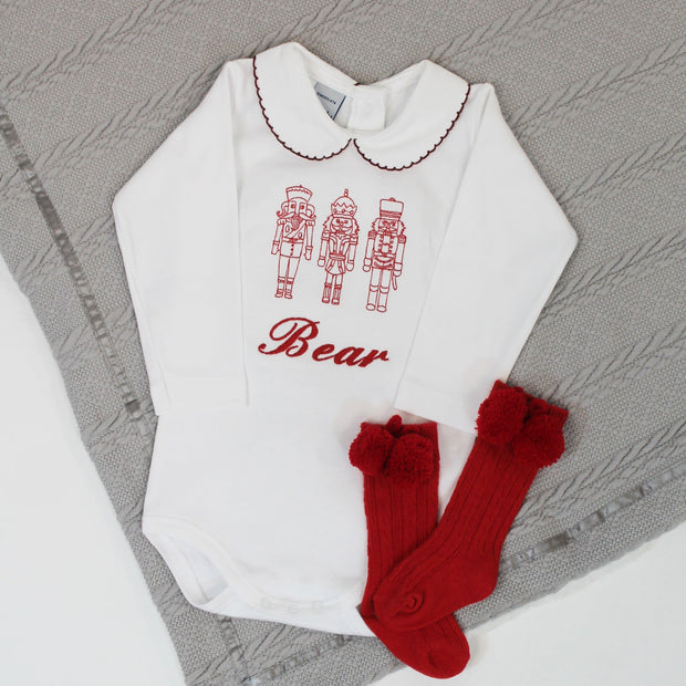 Embroidered Christmas Personalised Babyvest - Nutcracker Outline