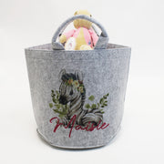 Beige, Cream or Grey Personalised Printed Basket - Floral Animal