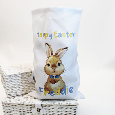 Copy of Easter Printed Personalised Sack - Blue & Yellow Bunny