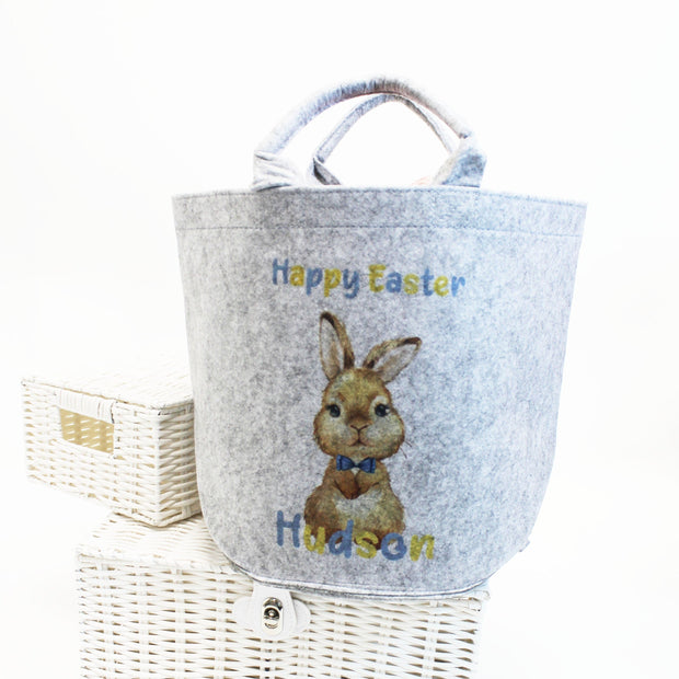 Small or Medium Toy Basket - Happy Easter Blue & Yellow